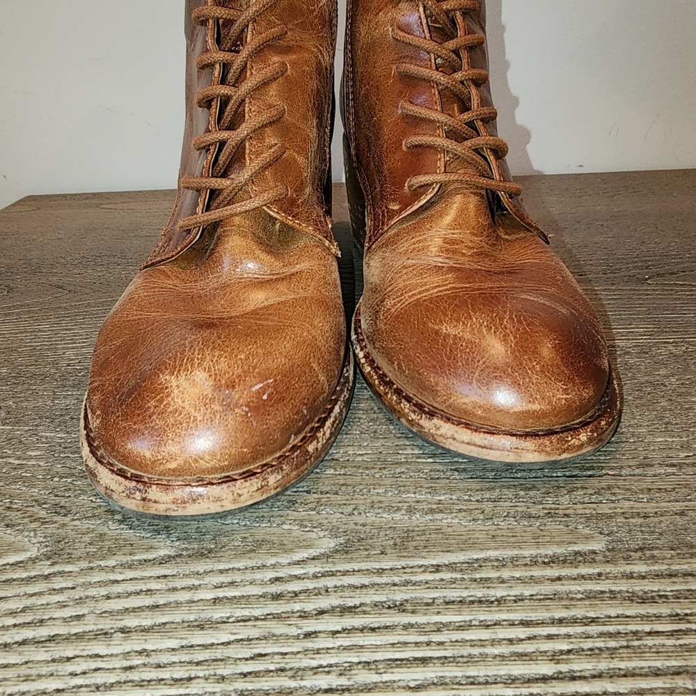 Patricia Nash Sicily Tan Leather Lace Up Ankle Boots 7.5 Boho Whimsigoth Prairie - Picture 12 of 16